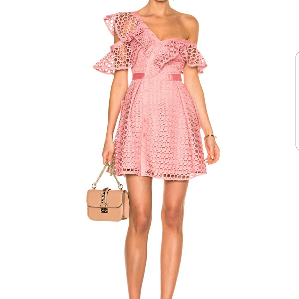 Self portrait lace dress, pink cocktail dress